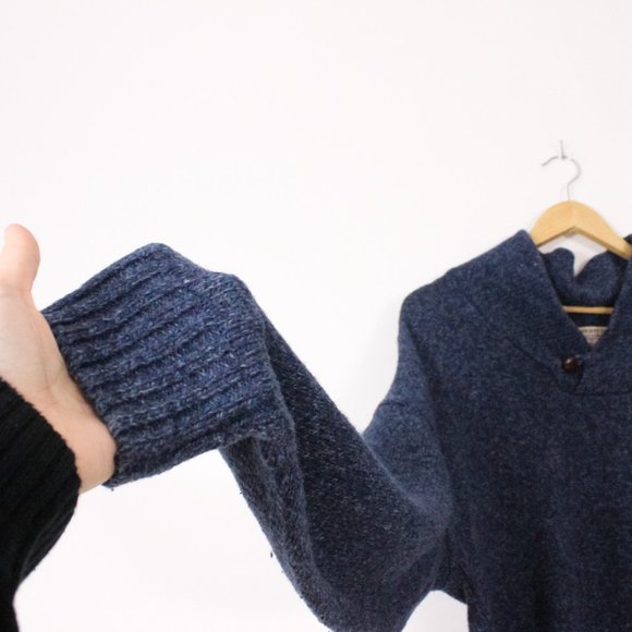 *London Fog Mens Blue Wool Knit Long Sleeve Collared Sweater - Picture 3 of 4